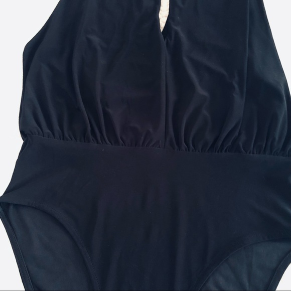 Leith Black Halter Neck Plunging Keyhole Bodysuit - Picture 3 of 6